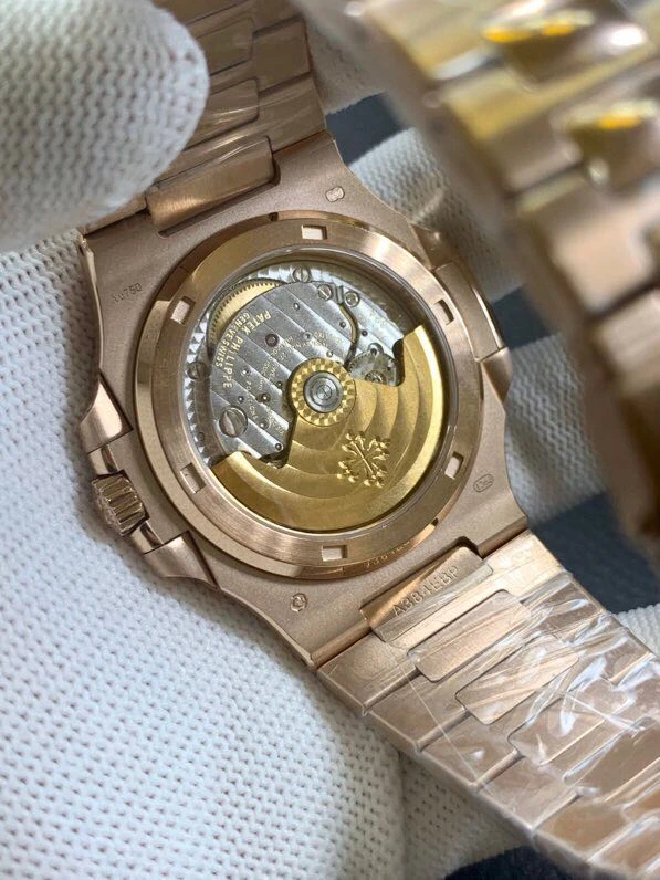 百達翡麗18K金錶鸚鵡螺機械複刻錶真金不掉色男士腕錶帶證書機芯圖