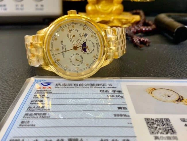 百达翡丽超级复杂功能时计18K黄金精仿腕表:多功能显示与奢华工艺评测