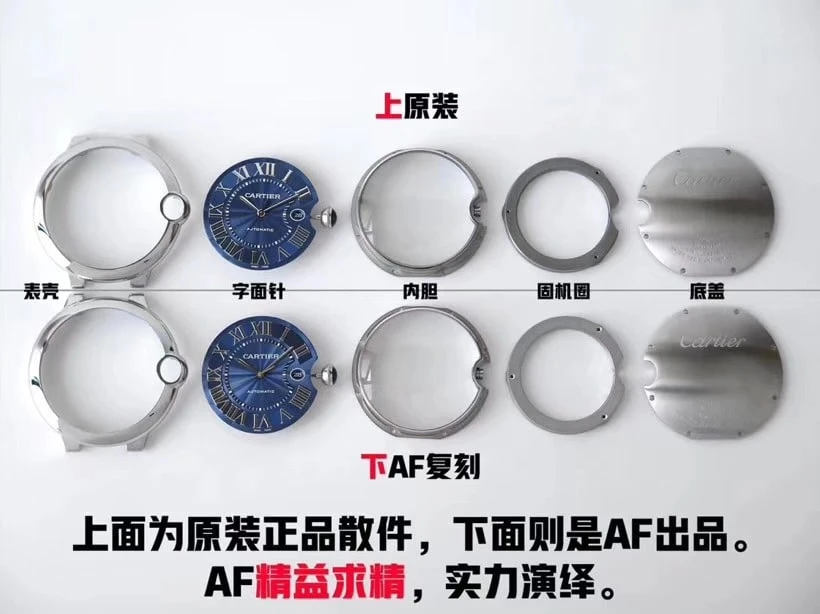 AF卡地亞藍氣球42mm大號男士機械腕錶真假對比評測細節圖