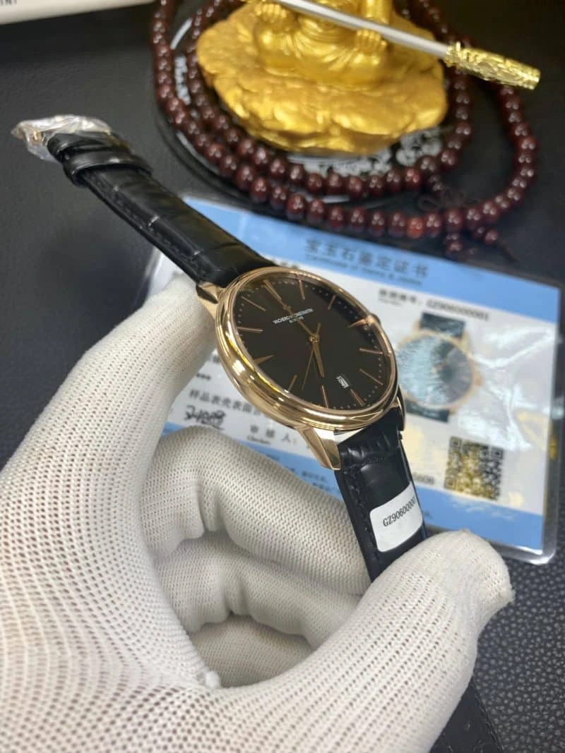 真金复刻江诗丹顿18k金表伍陆之型系列4000E/000R-B438男表侧面图