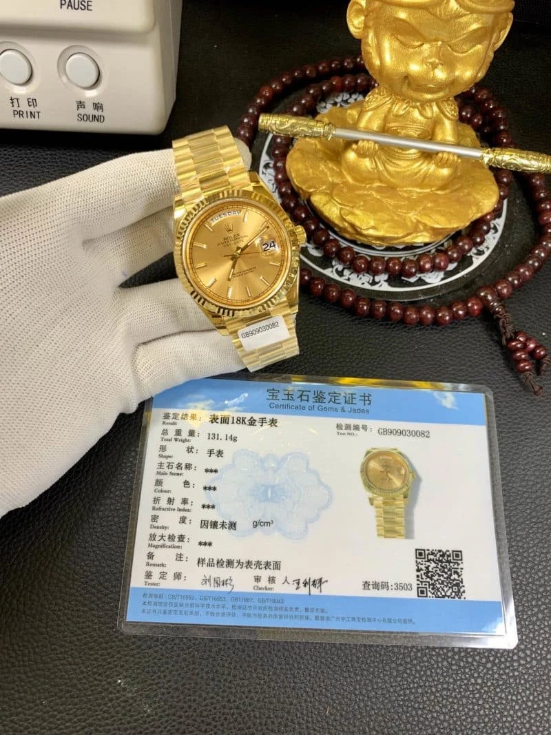 真金复刻劳力士日志型18k包金 男士机械腕表正面图