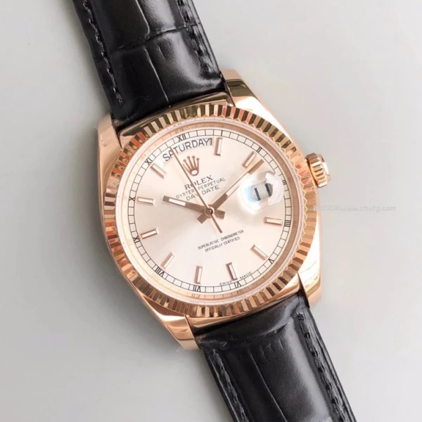 勞力士星期日曆型 36MM 玫瑰金 皮帶款 - 1