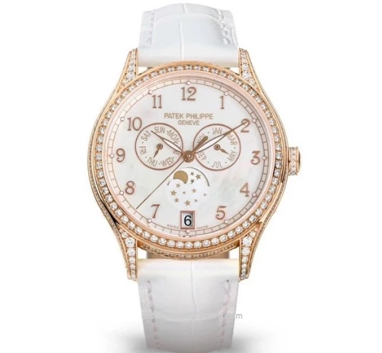 百達翡麗 複雜功能 4948R-001 玫瑰金鑲鑽 年曆月相 自動女錶 38mm - 1